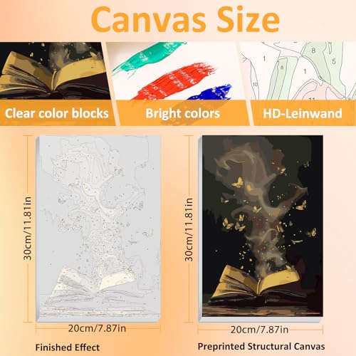 Mandun Book Paint by Numbers Kit for Adults, 3 Pack, 7.8x11.8 inch | DIY Painting Kits Crafts for Adults, Relieve Stress, Frame Canvas, Wooden Easel, Gift Box, Home Wall Decor - color: 3 Pack Book Flower