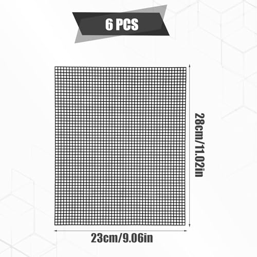 6pcs Plastic Mesh Canvas Sheets, 11.02x9.06in 5CT Plastic Mesh (Black) - color: Black