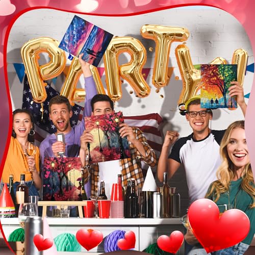Motipuns 12 Set Couples Painting Kit Date Night Sip and Paint Kit | 8 x 10 Inch, Pre Drawn Canvas to Paint, Pre Printed Canvas with Easels Paints Brushes Aprons, Adult Romantic Party Supplies - style: Romantic Date