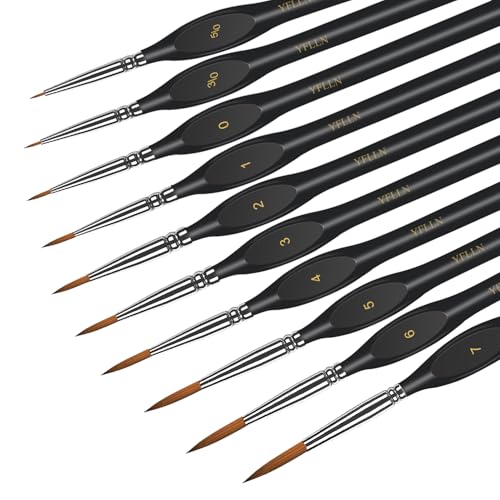 Miniature Paint Brushes Kit, Fine Detail Painting Brush Professional Tiny Paints Brush Set for Art Watercolor Oil Acrylic,Craft Models Rock Painting(Black) - size: 10PCS