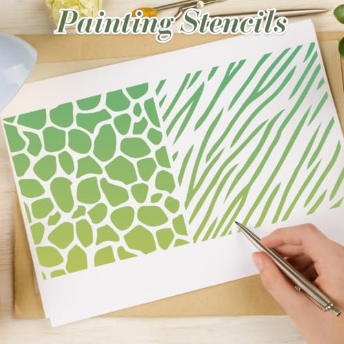 Texture Stencils for Crafts Reusable 9Pcs Stencils(7.8X7.8 Inch) - color: Texture 17