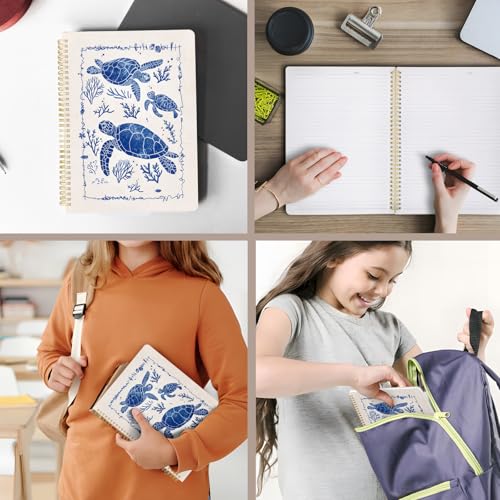 Cute Spiral Notebook journal A4 Aesthetic Pretty Design for Women Girls Kawaii with Pocket, 8.5 x 11 inch, Lined, Turtle - color: Save Turtle, style: Lined