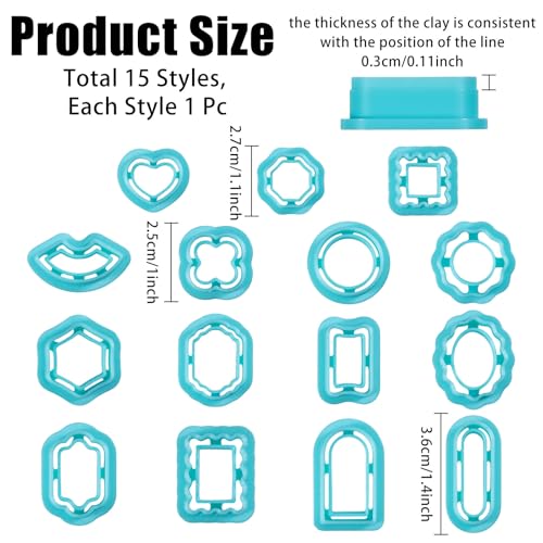 ORIGACH 15 Pcs Vintage Frame Polymer Clay Cutters Set | Vintage Frame Design Clay Cutters for Polymer Clay Jewelry Earrings with a Clear Storage Box - style: Frame