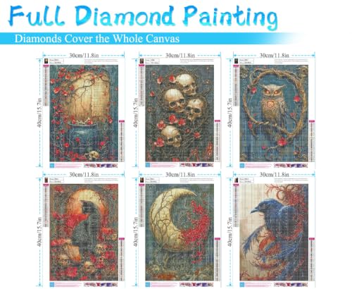 MRMIOOM 6 Packs Gothic Diamond Art Kits for Adults, Skull Diamond Painting Kits for Adults, 5D Full Drill Gem Art and Crafts for Gift Home Wall Decor 12x16 Inch - color: 6P-D053-D058-US