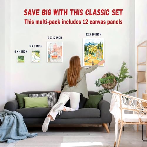 Stretched Canvas for Painting 12x16 Inch (4 Pack) - 100% Cotton Triple Primed White Artist Canvas Boards, Blank for Acrylic, Oil, Watercolor - Professional Art Supplies