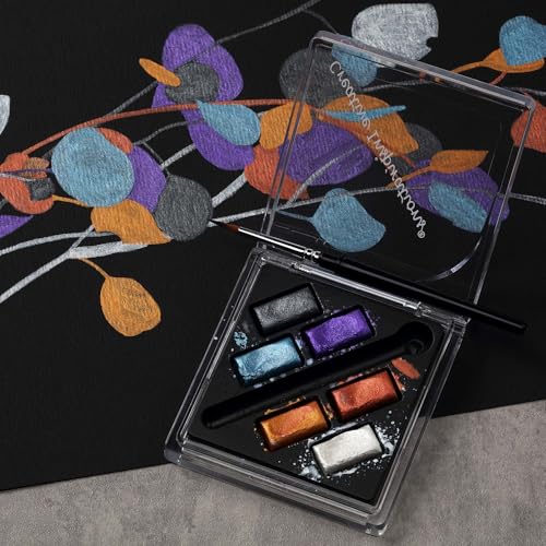 Creative Inspirations Professional Watercolor Paint Set - Compact Metallic Half Pan Travel Set of 6 with Mini Brush - Highly Concentrated Watercolor Paint for Artists of All Skill Levels - color: Metallic, size: 6 Count (Pack of 1)