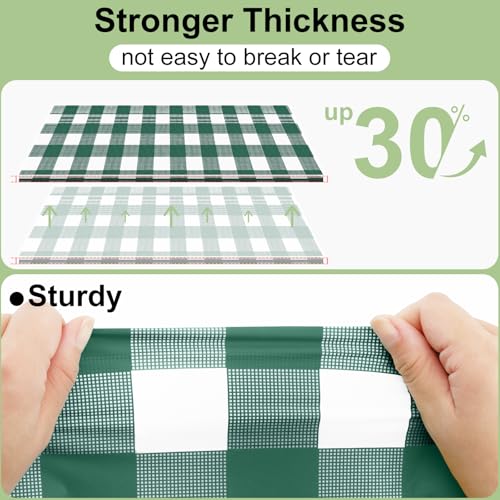 misaya 4 Packs 54 x 78 Inch Buffalo Disposable Table Cloth, Waterproof Plastic Tablecloth, Rectangle Hunter Green and White Checkered Table Covers for Picnic, Birthday, Party, Back to School - color: Hunter Green and White, size: 54" X 78"