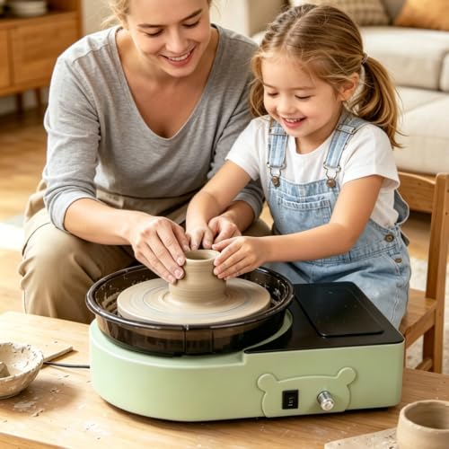 Pottery Wheel Machine with Foot Pedal, 6" Turntable Two-Way Rotation Clay Wheel,Electric Ceramic Forming Machine with Detachable Basin,DIY Clay Potter's Wheel Kit for Kids and Beginners Adults at Home