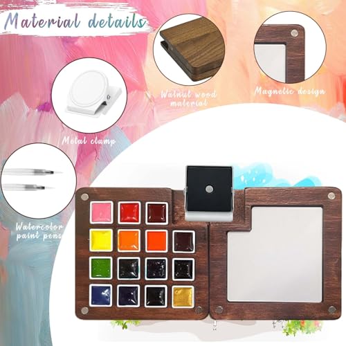 Travel Watercolor Paint Set - Pocket 15-Color Mini Kit with Sketch Pad - color: 15 Colours B with Sketchbook3.14in