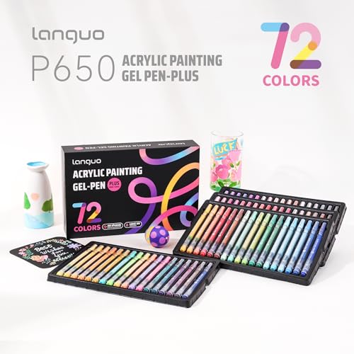 languo Acrylic Gel Pens for Coloring, 72 Colors, 1.0mm Bullet Tip | High Opacity Acrylic Paint Pens, Smooth Ink Flow, Great for Black Paper, Coloring, Drawing, Journaling and DIY Crafts - color: 72 Colors