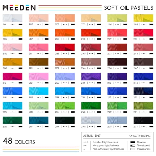 MEEDEN Artist Square Oil Pastels: 48 Colors with Extra 2 White & 2 Black