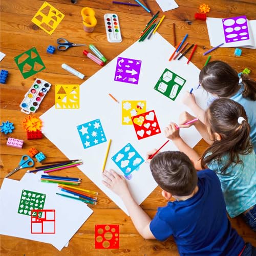 20pcs Geometry Set Shape Drawing Stencils,Drawing Template for Kids Boys Girls DIY Painting & Drawing Educational Home School Crafts Essentials - style: Geometry