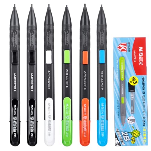 M&G 6 Pack Mechanical Pencils with Erasers 1.8mm, 3 Tubes of Lead Refills, Bulk Mechanical Pencils for School Supplies, Teacher Supplies, Drawing Pencils, Sketching Pencils
