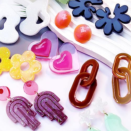 Resin Earring Molds, Set of 4 Style Silicone Earring Molds | Variety Shape Silicone Pendant Molds for Epoxy Resin Casting, UV Resin Jewelry, DIY Earring, Keychain Crafting Gift - color: 4PCS Resin Jewelry Molds