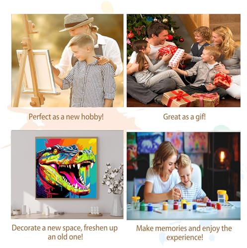 Artunion Framed Paint by Numbers Kit for Adults Beginners & Kids Ages 8-12,Crocodile Paint by Number with Frame,Animal Paint by Numbers Kit on Canvas 10 * 10 Inch Without Easel - color: ZXT-395-F