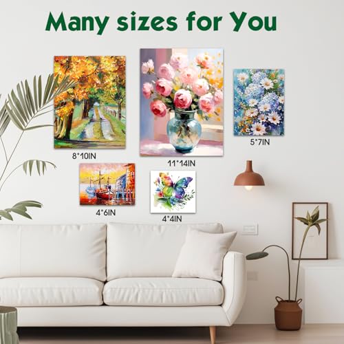 ESRICH Stretched Canvas for Painting, 60 Pack Multi Size11x14, 8x10, 5x7, 4x6, 4x4, Blank Primed Canvases for Oil & Acrylic Painting, Painting Canvas Supplies for Beginners, Artists(12 of Each). - size: 60PCS-5sizes(12 of Each)