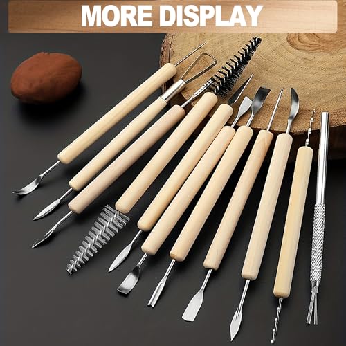 LINPHCEY 11-Piece Clay Sculpting Tools Set Perfect for Polymer Air Dry Modeling Clay Beginners & Professionals Ideal for DIY Pottery & Ceramics Tools for Clay Sculpey Sculpting & Crafting