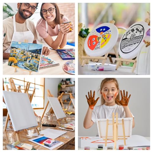 ESRICH 8 Pack 11.8" Wood Easels, Tabletop Easel for Painting | Painting Party, Displaying Canvas, Kids Student Table School Desktop, Portable Canvas Photo Picture Sign Holder - style: 11.8"-8P