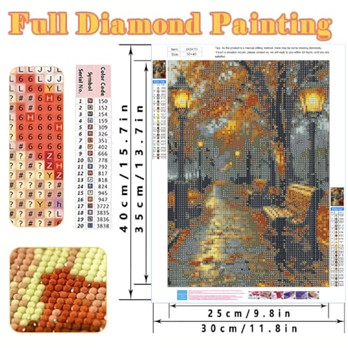 KYOQFVN Autumn Diamond Art Kits for Adults, 5D Maple Leaf Diamond Painting Kits, DIY Full Round Drill Diamond dots for Adults Wall Decor 12x16inch - color: JX0410-US