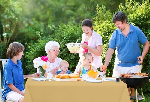 Utopia Kitchen Plastic Table Cloth Disposable (12 Pack - 54x108 Inch) Gold Rectangle Tablecloth Waterproof Stain Resistant Party Table Cover - color: Gold, size: 54X108 Inch - 12PC