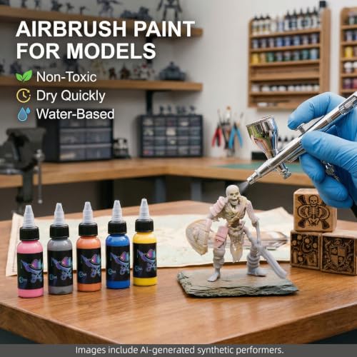 OPHIR 48 Colors Acrylic Airbrush Paint, Professional Set for Miniatures | Creates Smooth Color Effects on Plastic, Resin, and Miniature Surfaces for Custom Designs & Model Projects - color: 48 Colors Set