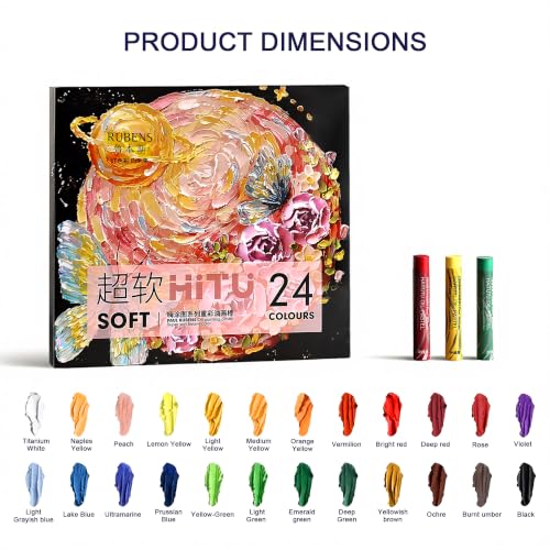 rubens 24 Colors Soft Oil Pastels, Creamy & Easy Blending - color: 24 Colors