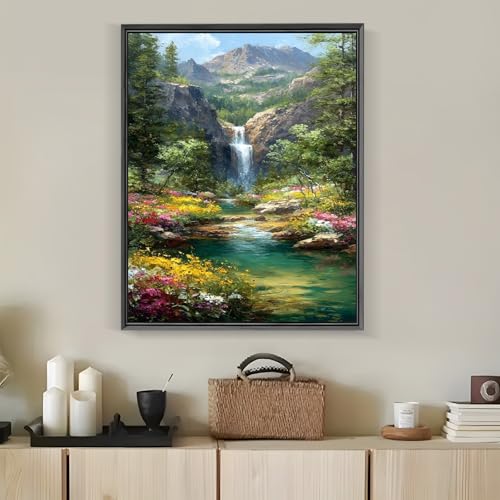 Landscape Mountain Waterfall Diamond Art Kits for Adults, 5D Diamond Painting Kits for Adults Beginners, DIY Full Round Drill Diamond Dot Painting Gem Art Kits for Adult, Home Wall Decor 11.8x15.7 In - color: NZ67