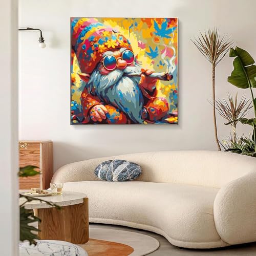 Meothan Paint by Numbers Kit for Adults Beginner 16X16 inch (Without Frame) | Gnome Adult Paint by Number Kits on Canvas, DIY Acrylic Oil Easy Painting by Numbers for Home Wall Decor - color: 1 Pack Gnomes, size: 15.7 x 15.7 in