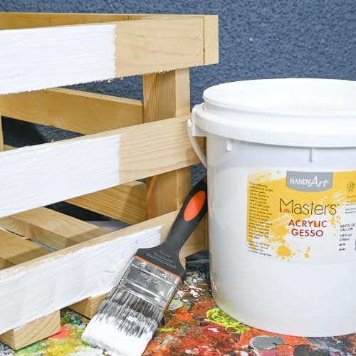 Handy Art Little Masters White Gesso, 1 Gallon (128 oz) Bulk, Acrylic Primer for Canvas, Wood & More, Made in USA, AP Non-Toxic, Allergy Friendly, Prepares Surfaces for Painting - size: 128 Fl Oz (Pack of 1)