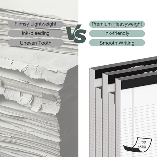 POPRUN Small Legal Pads, 5" x 8", 3 Pack, 50ct, 100 GSM, 1/4" Narrow Ruled | Mini Notepads, White Thick Paper with Cardback, Writing Pad, Easy Carry, Work, Home, School Supply - size: Narrow Ruled