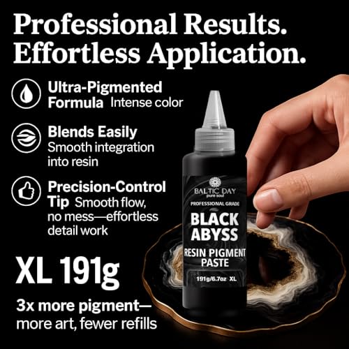 BALTIC DAY Black Abyss Epoxy Resin Pigment Paste XL (191g/6.7oz) – Opaque Epoxy Dye & High Concentration Coloring Paste, Mica Powder Alternative for Resin Art, Jewelry, Tumblers, River Tables & Crafts - color: Black Abyss XL