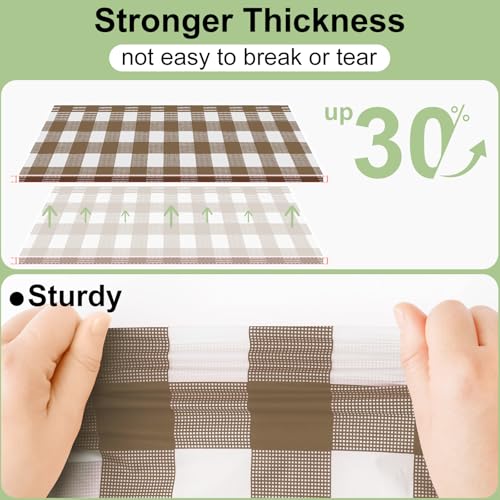 misaya 4 Packs 54 x 78 Inch Buffalo Disposable Table Cloth, Waterproof Plastic Tablecloth, Rectangle Brown and White Checkered Table Covers for Picnic, Birthday, Party - color: Brown and White, size: 54" X 78"