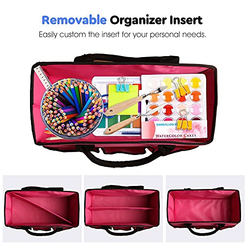 ZKOO Art Portfolio Bag (Black, 18" * 24") + Art Craft Storage Bag-Pink