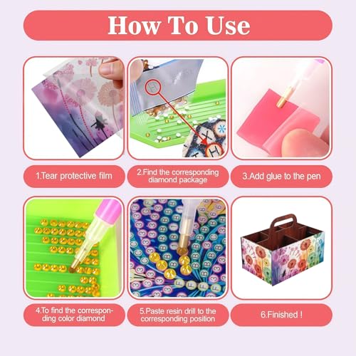 LSQFS Flower DIY Diamond Painting Storage Box with Handle,1 Pack - color: Dandelion