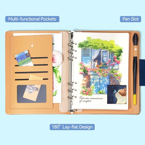 Lightwish Watercolor Sketchbook,100% Cotton Acid Free Watercolor Journal,300gsm/140lb Hot Press Watercolor Paper for Artists,Adults,Students,20 Sheets,Paper 5.8 * 8.2 Inches(A5) - color: Triangle Buckle Blue