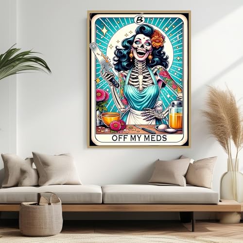 5D Skull Skeleton Chef Diamond Art kits for Adults Beginners 12x 16Inch | Tarot Diamond Painting Kit DIY Full Round Drill Paint by Diamonds Dot Gem Art for Adult, Home Wall Decor - color: JK996-1