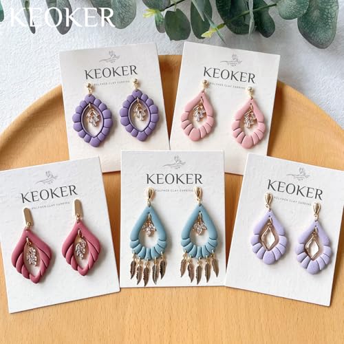 Keoker Scalloped Drop Polymer Clay Cutters,4 Shapes Polymer Clay Dangle Earring Cutters