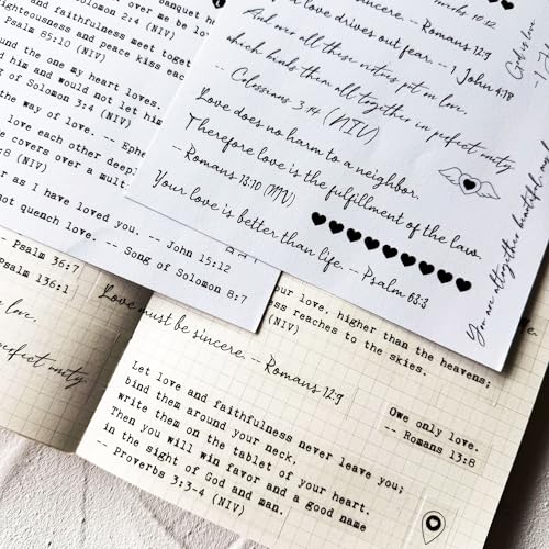 Bible Verses Planner Stickers – 4 Sheets of Love Quotes, Retro Typewriter & Hand Lettering Styles, Inspirational Christian Stickers for Journaling, Scrapbooking, Bible Study, and Crafts - style: Bible verses about love