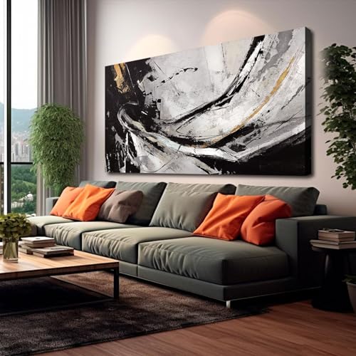 XIANSHOU Abstract Canvas Wall Art Gold Decoration Black Art for Living Room Bedroom Kitchen Home Wall Decor 29x58 Inch - color: Black, size: 58"L x 29"W