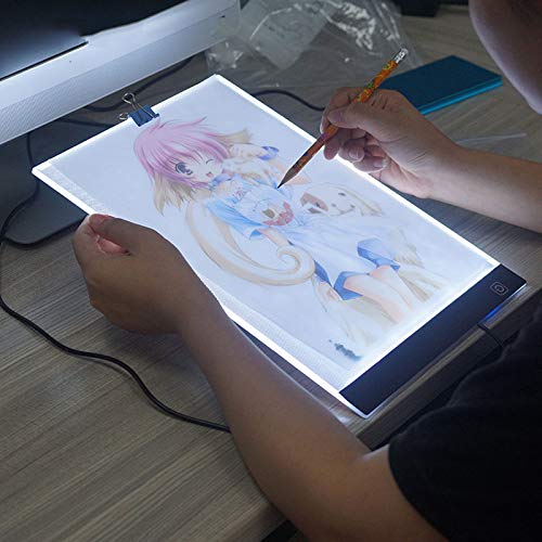 Ultra-Thin Portable A4 LED Light Box Tracer w/USB Cable Dimmable Brightness LED Artcraft Tracing Light Box Light Pad for Artists Drawing Sketching Animation Stencilling X-ray Viewing - style: A4 (13*8.5 inch) light pad + 100pcs Tracing Paper