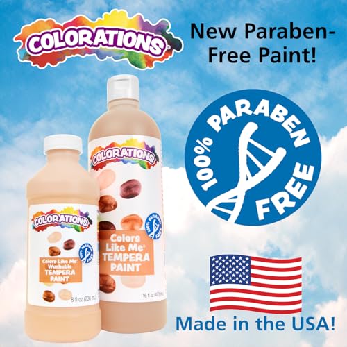Colorations Colors Like Me Washable Tempera Paint, Set of 8 Colors - color: Skin Tones, 8 Pack