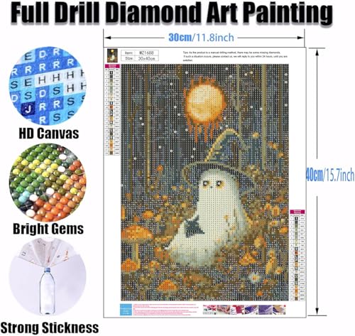 Ekuxom 3 Pack Halloween Diamond Art Kits for Adults-Ghost Diamond Painting | 5D DIY Round Full Drill Diamond Dot Gem Art Crystal Kits for Home Wall Decor 12x16inch - color: 3 Pack Halloween