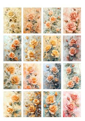 Decoupage Paper Pack (35 Sheets 6"x8") Golden Rose Elegance: Gorgeous Roses in Soft Pastel Shades Combined with Golden Accents and Delicate Pearl Embellishments, Creating a Graceful, Timeless Feel - color: ThirtyFour