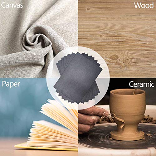 100 Sheets Carbon Transfer Paper Tracing Carbon Paper for DIY Wood Working Paper Canvas and Other Art Craft Surfaces Graphite Transfer Paper & 5 Pieces Ball Embossing Stylus Black (8.3 x 11.7 Inches)