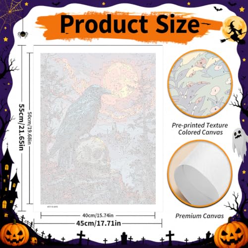 SUJINMEI Crow Paint by Numbers Kit for Adults Without Frame 16X20 inch | Halloween Adult Paint by Number Kits on Canvas, Crow Painting by Numbers for Adults, Acrylic Paints for Home Wall Decor - color: MT23138-US