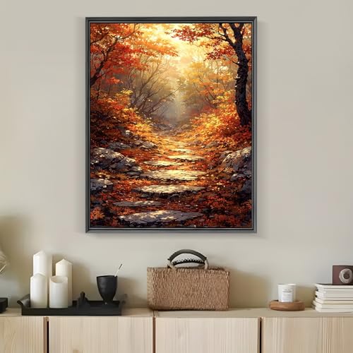 Fall Tree Leaf Sunrise Diamond Art Kits for Adults, 5D Diamond Painting Kits for Adults Beginners, DIY Full Round Drill Diamond Dot Painting Gem Art Kits for Adult, Home Wall Decor 11.8x15.7 Inch - color: NZ59