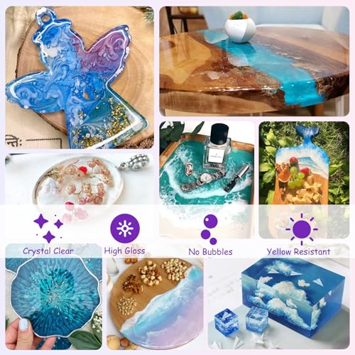 KISREL Epoxy Resin 1 Gallon - Clear Epoxy Resin Kit with 20 Pigments and 20 Colors of Mica Powders - No Yellowing No Bubble Casting Resina for Art Crafts, Jewelry Making & Resina Molds(1/2 Gallon x 2) - size: 1Gallon