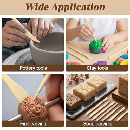 Akamino 100 Pcs Clay Sculpting Tools, 10 Different Shapes 6'' Double Ended Plastic Polymer Clay Modeling Tools Kit, Pottery Trimming Supplies for DIY, Carving, Smoothing, Shaping
