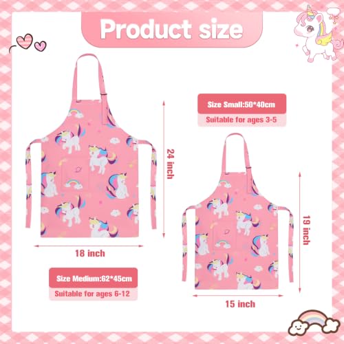2 Pack Kids Apron, Cute Cooking Aprons, Waterproof Art Apron with Pockets, Toddler Painting Artist Apron Adjustable - color: Unicorn, size: 40*50cm