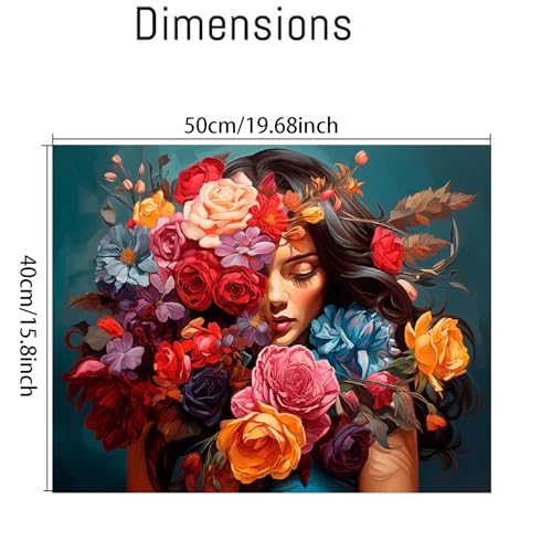 Clendo Flower Woman Paint by Numbers Kit for Adults, DIY Flower Paint by Numbers on Canvas, Colorful Picture Oil Painting Art and Crafts Kits for Wall Decor 16x20inch(Without Frame) - color: MT19943-US, size: Frameless